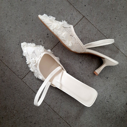 Brautschuh weiße sling back - -,