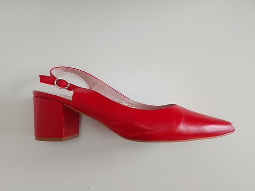 Rote echtleder slingback pumps - echtleder, slingback-pumps