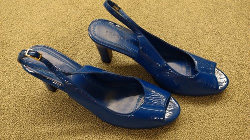 Blaue lack kunstleder peeptoe - lack-kunstleder,